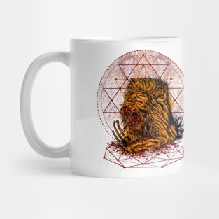 A lion enjoying its prey Mug
